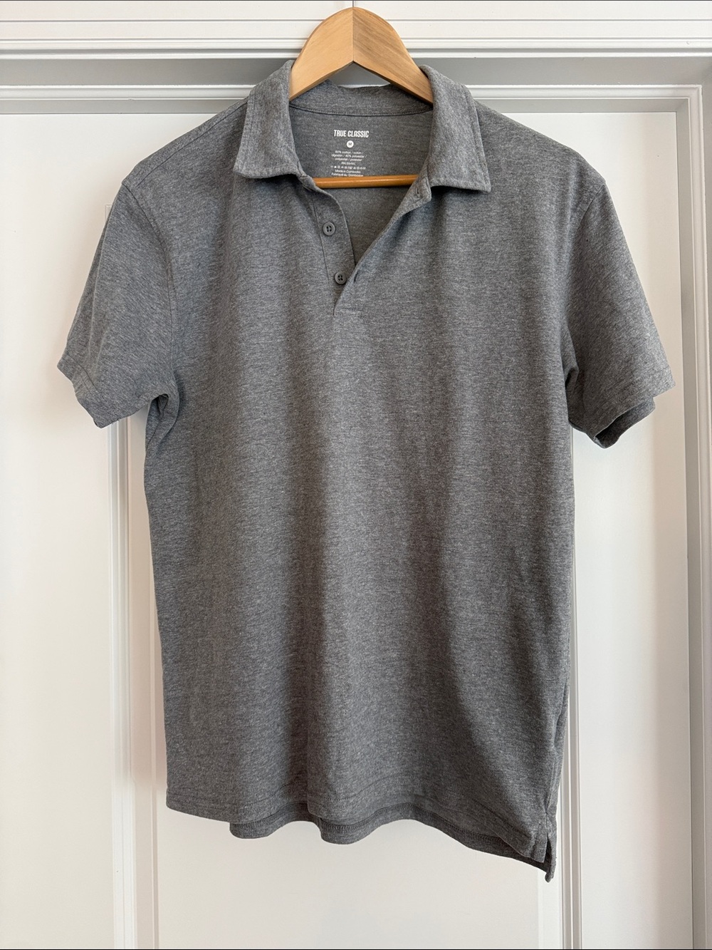 True Classic Men's Heather Gray Polo Shirt with Short Sleeve Collar